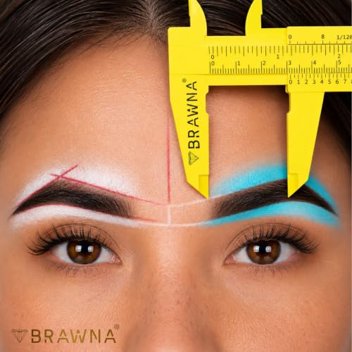 BRAWNA Brow Pro Eyebrow Caliper Ruler for PMU, Neon Yellow