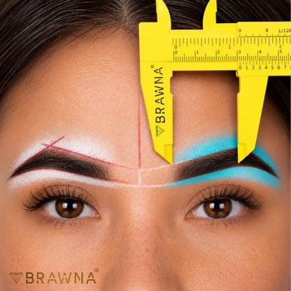 BRAWNA Brow Pro Eyebrow Caliper Ruler for PMU, Neon Yellow
