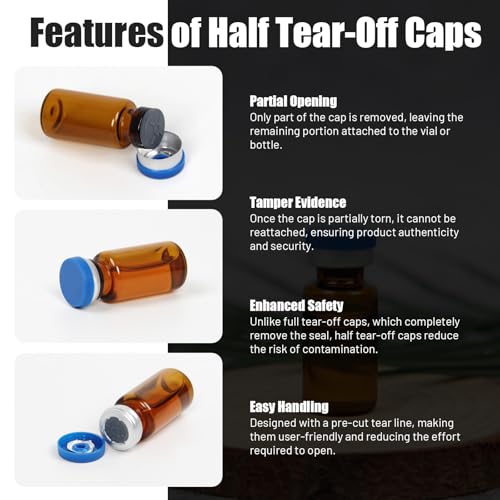 100 Pack 3ml Amber Glass Vials with Caps – 1 Dram Lab Headspace Vials - color: Amber Vial Blue Cap, size: 3ml