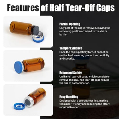 100 Pack 3ml Amber Glass Vials with Caps – 1 Dram Lab Headspace Vials - color: Amber Vial Blue Cap, size: 3ml