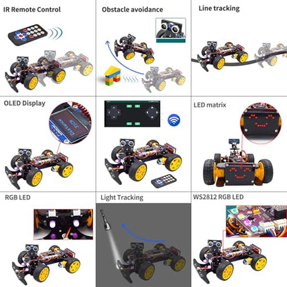 Adeept Smart Robot Car Kit for Arduino IDE, STEM Educational DIY Robotics