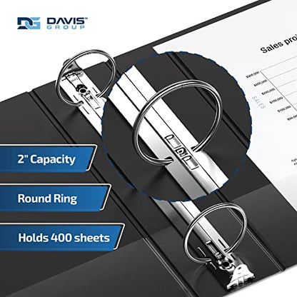 Premium Economy 3-Ring Binder, Spine Label, 2" Round Rings, Black, 6 Pack - color: Black, size: 2 Inch