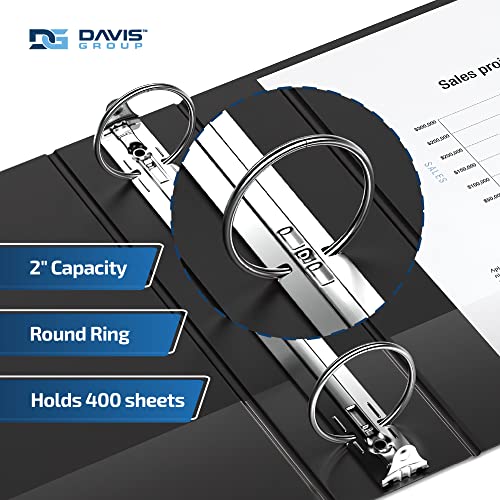 Premium Economy 3-Ring Binder, Spine Label, 2" Round Rings, Black, 6 Pack - color: Black, size: 2 Inch