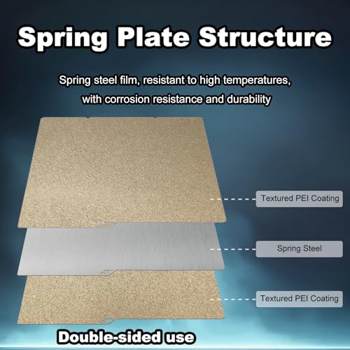 264x276mm Gold PEI Build Plate for Anycubic Kobra S1/ Kobra X/Kobra 4, Double Sided Textured PEI Flexible Spring Steel Platform Heated Printing Bed for Anycubic Kobra 3D Printer - size: 264x276mm