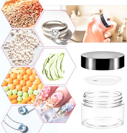 15 Pack 1oz Plastic Jars Round Clear Containers with Lids, 30ml Small Cosmetic Jars Makeup Containers, 1ounce Slime Jar Travel Cosmetic Container for Cream Salves Sample Lip Balm Lotion,Black - color: Black, size: 1oz-15pack