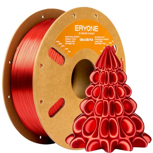 ERYONE Silk Filament PLA+ 1.75mm Upgraded Shiny 3D Printer Filament, Gloss Finish, Fit Most FDM Printer Stable Printing,1kg (2.2LBS)/Spool, Red - color: Silk Pla+ Red