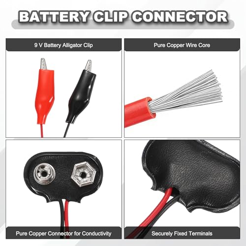 MECCANIXITY 8Pcs I Type 9V Battery Clip Connector to DC5521 Male Cable
