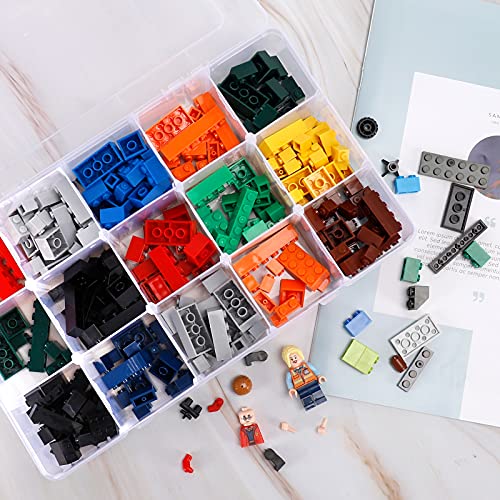Bead Organizer Storage 3 Pack 15 Grid Clear Plastic Tackle Box Adjustable - size: 3pcs