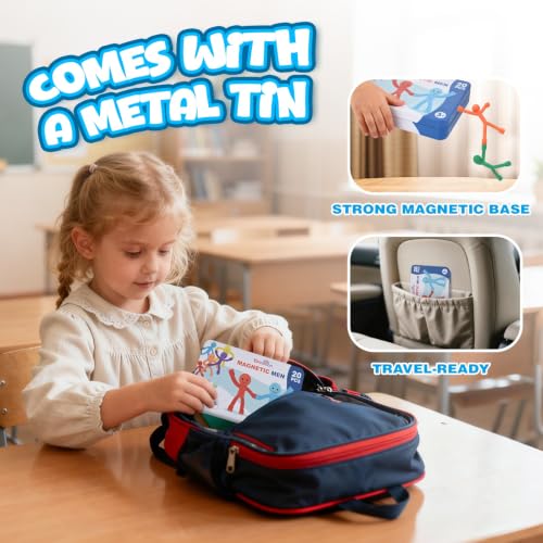 20Pcs Magnetic Travel Toys with Metal Box, Magnets Men for Kids Fidget Toys - size: 20Pcs Solids