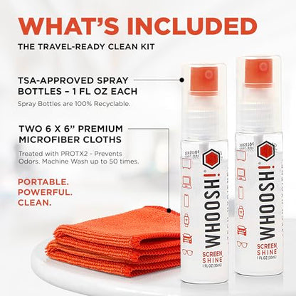 WHOOSH! Screen Shine Go – Refillable Screen Cleaner Kit, Set of 2, 1 fl oz - size: 1 fl oz (Pack of 2)