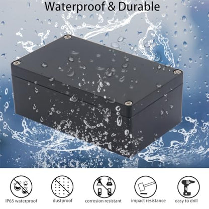 Project Box IP65 Waterproof Junction Box ABS Plastic Black Electrical Boxes DIY Electronic Project Case Power Enclosure 6.3x6.3x3.54 inch (160x160x90 mm) - color: Black, size: 6.3"x6.30"x3.54"