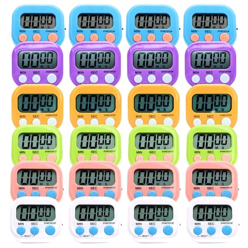 24 Pack Multi-Function Electronic Timer - Kitchen Timer,Magnetic Digital Timers,Big LCD Display, ON/Off Switch,Extensively Use in Cooking,Gym, Meeting, Classroom,Kitchen,Study,Work,Outdoor Activities - size: 24