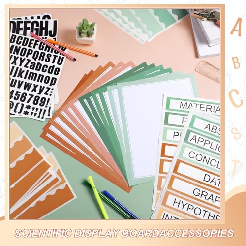 Sinload 92 Pcs Science Fair Board Supplies 60 Trim Scalloped Poster Boards 18 Presentation Subtitles 6 Project Titles 8 Letter Sticker for Classroom Display Boards(Boho Color,Wave) - color: Boho Color, style: Wave