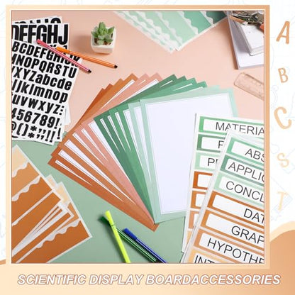 Sinload 92 Pcs Science Fair Board Supplies 60 Trim Scalloped Poster Boards 18 Presentation Subtitles 6 Project Titles 8 Letter Sticker for Classroom Display Boards(Boho Color,Wave) - color: Boho Color, style: Wave