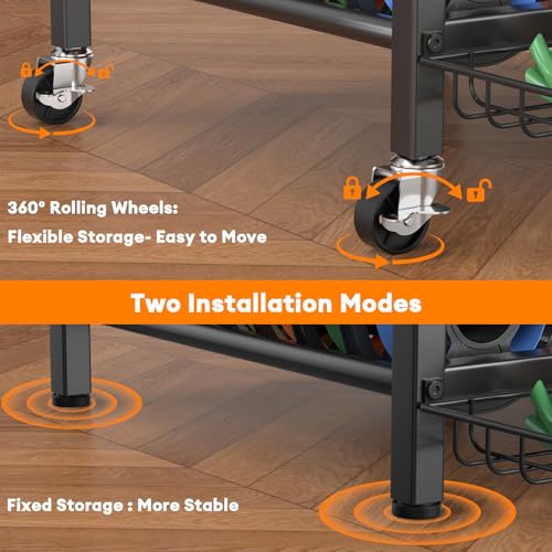 3D Printer Filament Storage Rack- 4 Tiers Filament Spool Holder, Heavy Duty 3D Printing Stand Filament Organizer with 360° Wheels, Metal Filament Stand Shelf for PLA/ABS/TPU/Nylon (Black) - color: Black