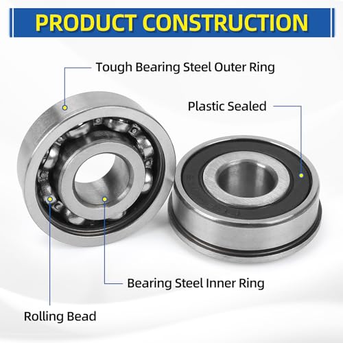 GICOOL 1/2" Sealed Flanged Steel Bearing, 13mm ID x 35mm OD x 13mm W, 4 PK - size: ID 1/2" x OD 1-3/8"