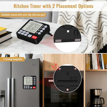 Digital Dual Kitchen Timer, Multiple Channels Countdown Timer - color: Black
