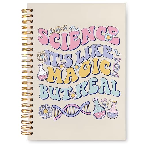 VIIJJUE Science Teacher Notebook, Chemistry Teacher Gifts Journal, Trendy Groovy Scientific Teachers Journals for Writing, Gifts for Science Lovers Hardcover Spiral Notebooks, 5.5x8.3 Inch - color: 04