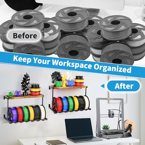 2 Pack 3D Printer Filament Storage Rack, Wall Mount Filament Spool Holder