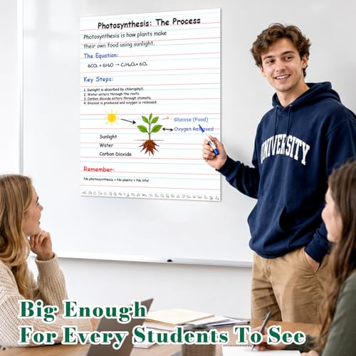 17 x 21 in Giant Magnetic Notebook Paper, Classroom Dry Erase Lined Sheet - size: Handwriting Paper - 21 x 17 in