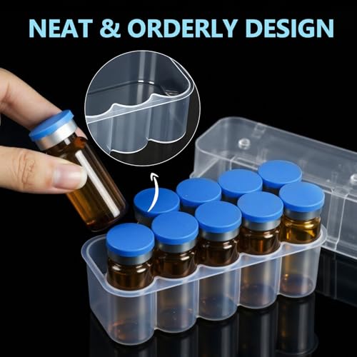 suzamed Peptide Case for Fridge, 10-Slot Vial Holder (2, 3ml+10ml) - size: 3ml+10ml