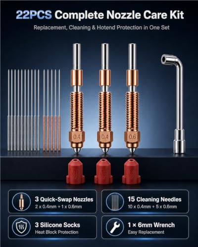 22PCS Quick-Swap Nozzle Kit 0.4/0.6mm for Creality K1C/K1 Max/Ender 3 V3