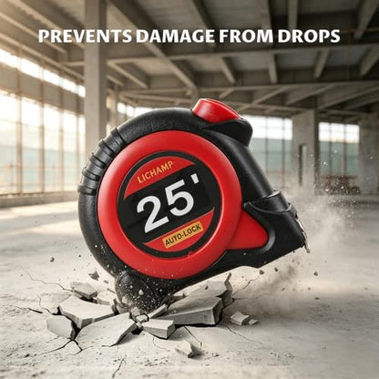 Lichamp Auto-Lock Tape Measure 4 Pack 25ft EasyRead Retractable 1/8in