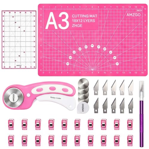 Rotary Cutter Set, 45mm Fabric Cutter - color: Pink