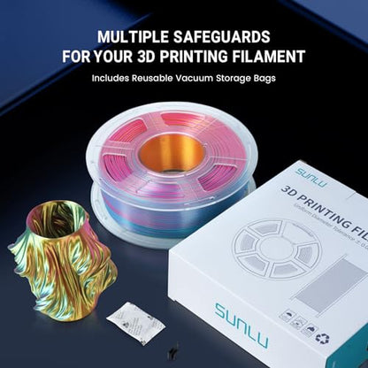 SUNLU Silk Triple Color Pla Filament, Silk PLA 3D Printer Filament 1.75mm, Shiny Silk Texture, Dimensional Accuracy +/- 0.02mm, 1KG Spool (2.2 lbs), PLA Silk Triple Color (Black Gold Purple) - color: Silk Pla Triple Black Gold Purple