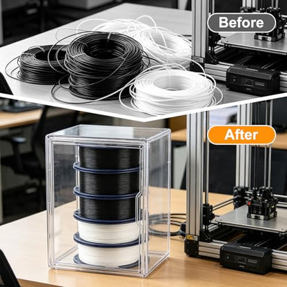 Acrylic Filament Storage Box Compatible with SUNLU PLA 3D Printer Filament, Filament Container Holder for Bambu Filament