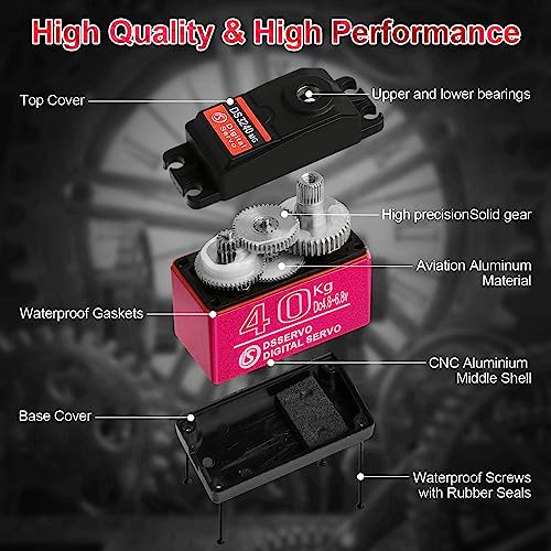 Digital Servo Full Metal Gear High Torque… (2Pcs 40KG) - style: 2Pcs 40KG