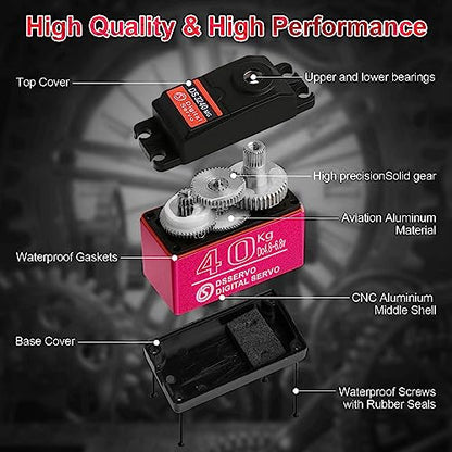 Digital Servo Full Metal Gear High Torque… (2Pcs 40KG) - style: 2Pcs 40KG