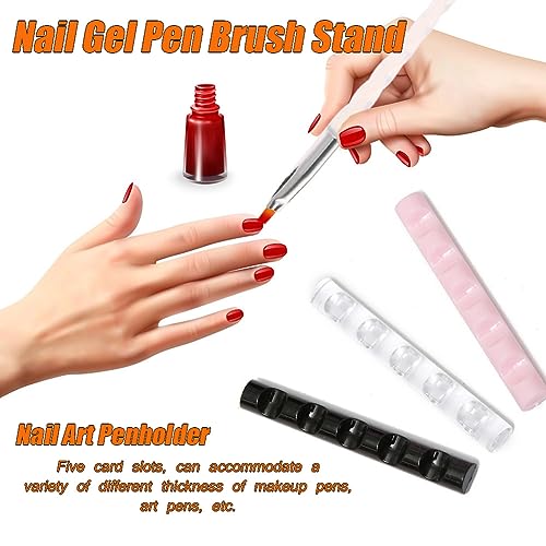 AKOAK 3 Pcs Nail Art Penholder Acrylic Makeup and Nail Brush Organizer Art and Craft Painting/Carving Brush Display Stand Can Hold 5 Individual Brushes