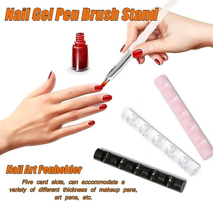AKOAK 3 Pcs Nail Art Penholder Acrylic Makeup and Nail Brush Organizer Art and Craft Painting/Carving Brush Display Stand Can Hold 5 Individual Brushes