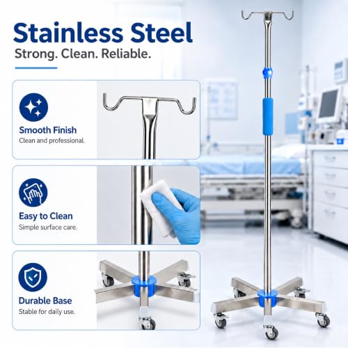 ChoJiah Rolling IV Poles IV Stands for Home and Daily Use, 39.37'' to 74.80 Adjustable Height