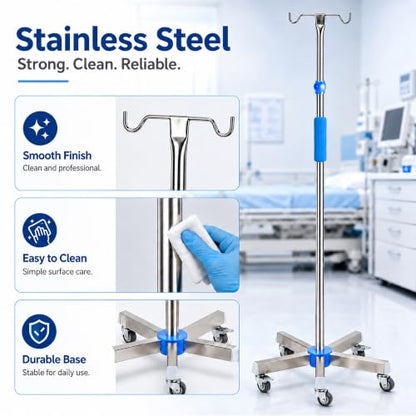 ChoJiah Rolling IV Poles IV Stands for Home and Daily Use, 39.37'' to 74.80 Adjustable Height