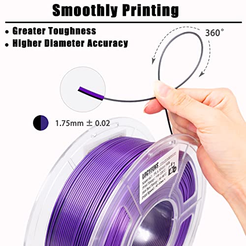 PLA Filament 1.75mm,3D Printer Filament High Speed Printing, Silk PLA Dual Color Black Purple 3D Printer Filament, 1.75 PLA Filament +/-0.02mm, 1kg/2.2lb - color: Dual-color Black Purple