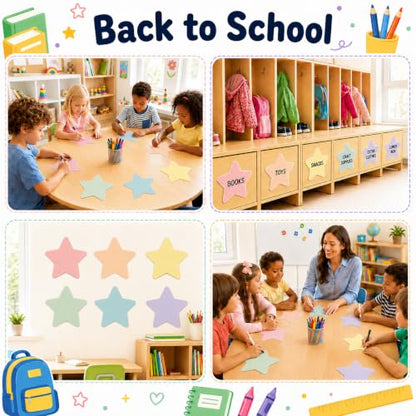 Cinrobiye 24 Pcs Dry Erase Stickers for Classroom Tables, Reusable Writable Decals with 2 Scrapers, Waterproof Dry Erase Spots for Desks, Whiteboards, Walls, Teacher Classroom School Supplies - color: Fstar