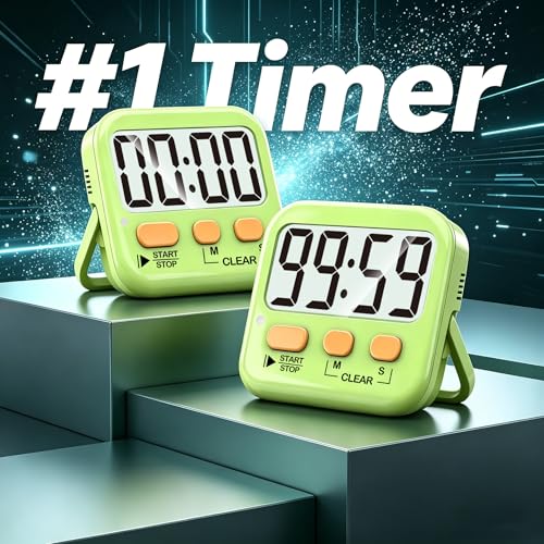 Antonki 2 Pack Digital Timer for Kids Classroom Kitchen Timers for Cooking - color: Light Green