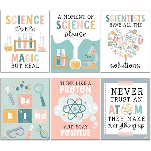 6 Science Posters for Classroom Decor Motivational Wall Art Biology Posters - color: Boho Muted