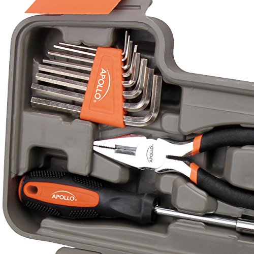 Apollo Tools DT9706-OR General Tool Set Orange - color: Orange, size: 39-Piece (with Slip Joint Pliers + Scissors)