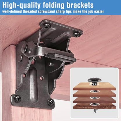 TopDirect 4 Pack Locking Hinge for Folding Table Brackets (Black) - color: Black, size: 4 Pack