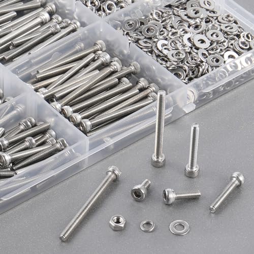 VGBUY 600pcs M3 Screw Assortment Kit, M3 Screws (8 Sizes 6-30mm) for 3D Printer DIY, Hex Socket Head Cap Screws Bolts Nuts Washer Kit, 304 Stainless Steel, 6/8/10/12/16/20/25/30mm - size: M3x6/8/10/12/16/20/25/30mm, style: Socket Head