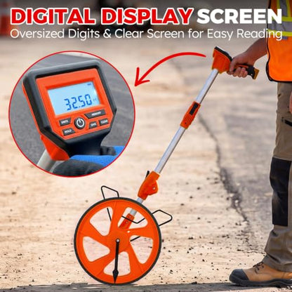 Zozen Measuring Wheel Digital Display, Imperial/Metric,12.5” Orange Roller - color: Orange