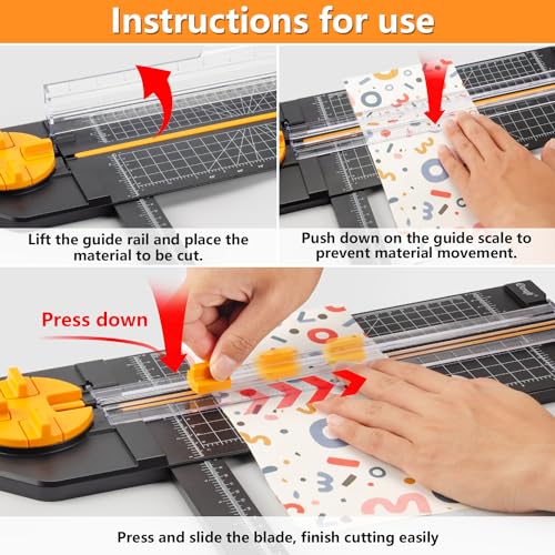 Ecraft 4-in-1 Paper Cutter - 12" Paper Trimmer Multi-Function Scrapbooking Tool with Straight, Wave, Perforated & Creasing Blades for Craft Paper,Cardstock, Coupon, Label, Photo,Postcard (Black) - color: Black