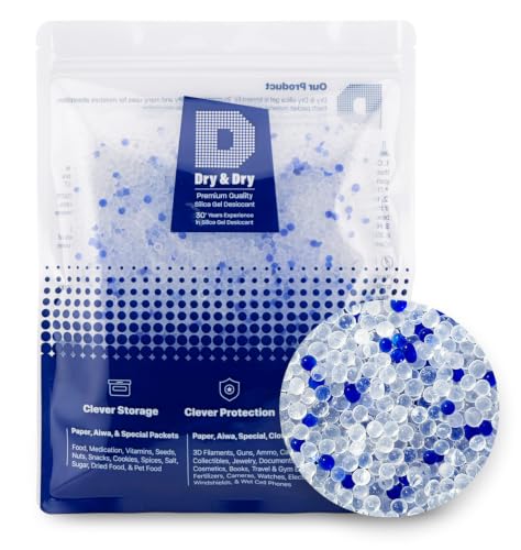 Dry & Dry [1.5 LBS] Blue & White Mixed Silica Gel Beads(Industry Standard 3-5 mm) Silica - Rechargeable Silica Beads, Silica Gel, Desiccant Beads, Moisture Absorbers - color: Blue Mixed, size: 1.5 lbs