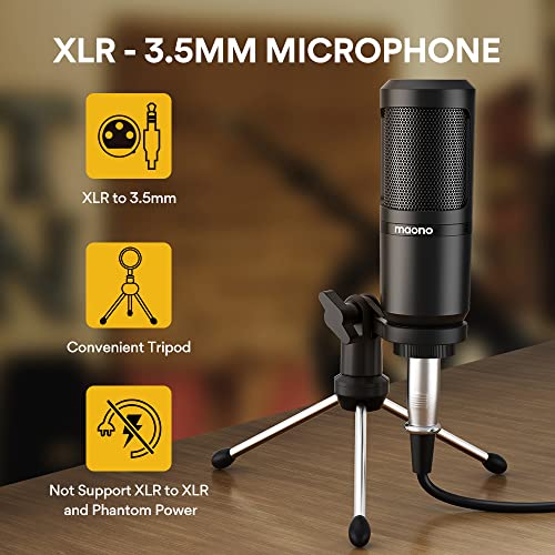 MAONO Podcast Equipment Bundle with Audio Mixer & 3.5mm Mic for Streaming - color: AU-AM200-S1 Black