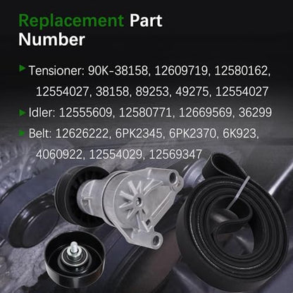 Serpentine Belt Drive Tensioner Pulley Component Kit 90K-38158C