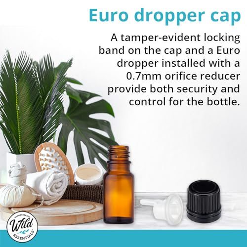 Amber Glass Bottles 10ml | Essential Oil Containers - Euro Caps 24 Pack - size: 10ml pack of 24