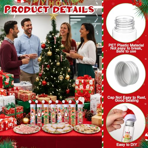 Honeydak 16 Set Christmas Candy Tubes 4 oz Hot Chocolate Clear Tube Bulk - style: Christmas
